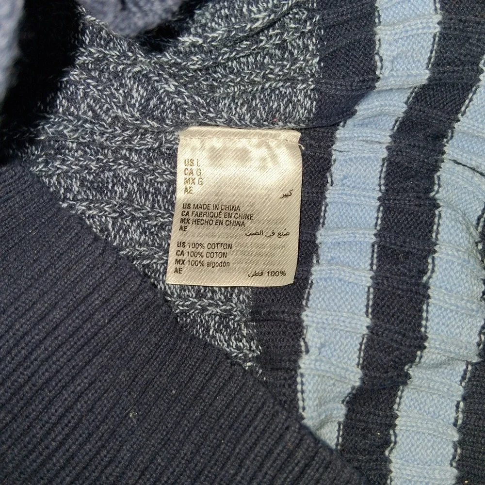 Karen Scott Blue Gray Heathered V Neck Long Sleeve‎ Sweater Size L